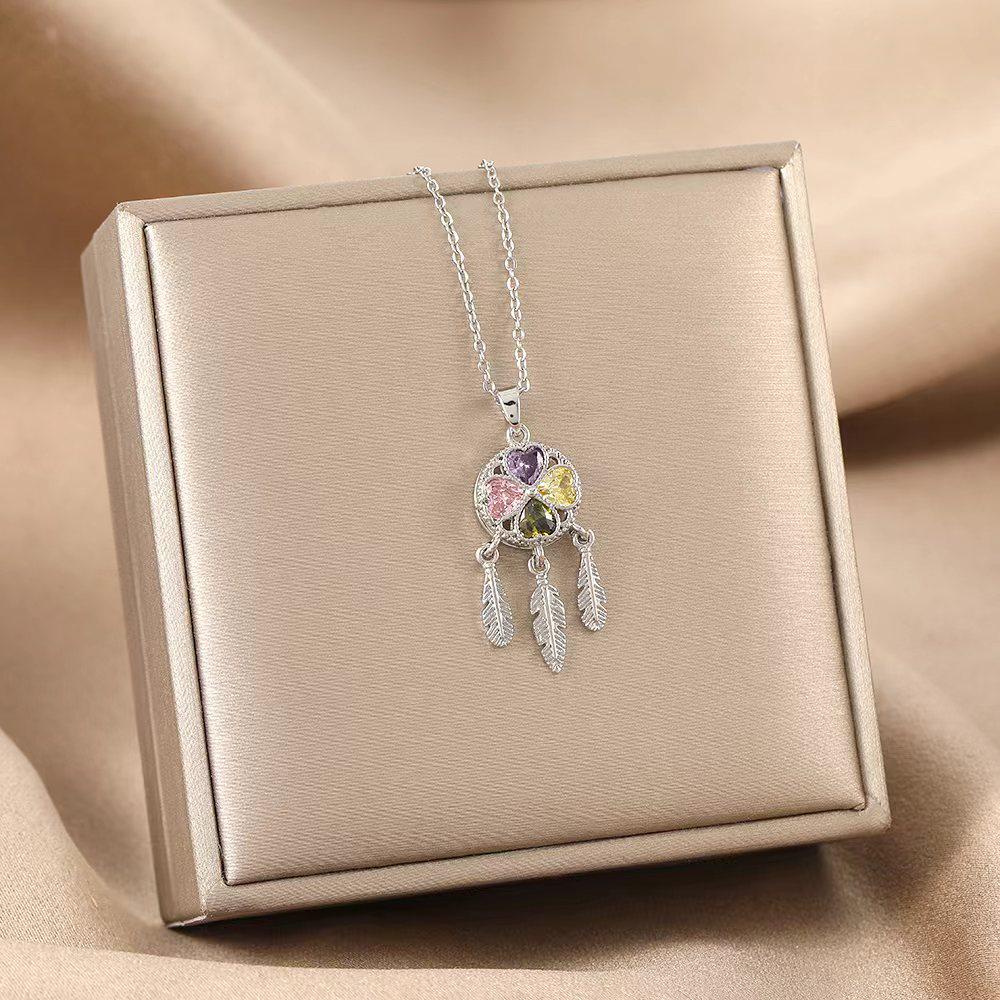 Women's Silver Titanium Steel Necklace with Micro-Inlaid Zircon - Elegant, Durable Clavicle Chain Jewelry