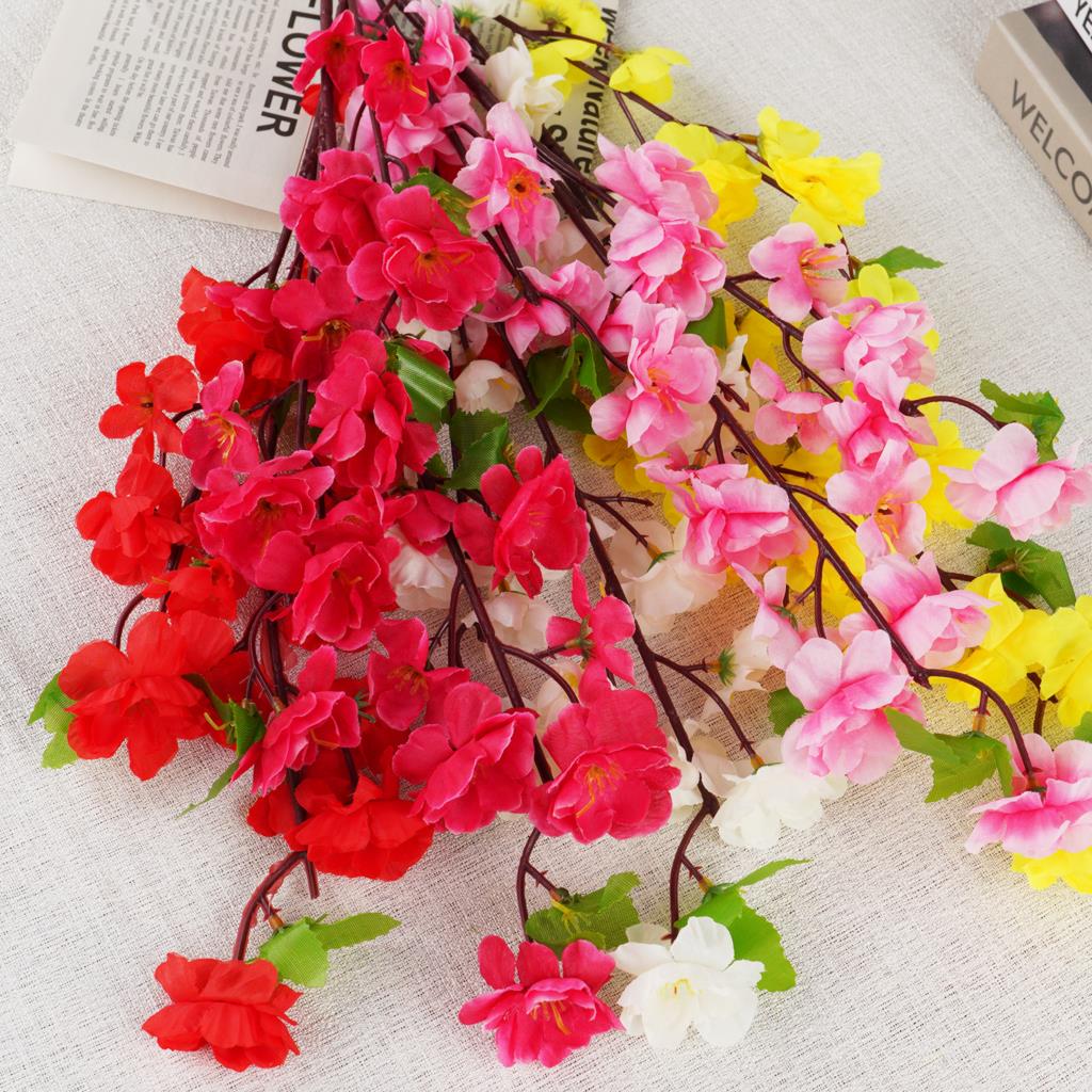 Artificial Flower Silk Peach Blossom Branch Plum Cherry Blossom Party Arrangement Accessories for Office Table Hotel Decoration