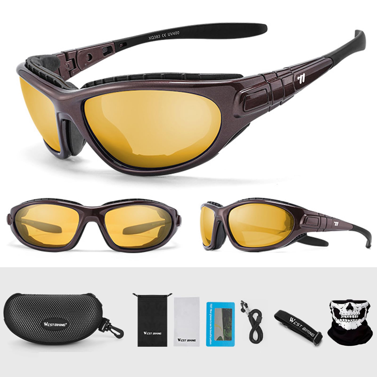 [RUQI] Safety Goggles, Motorcycle Goggles, Sunglasses, Cycling Goggles, Sports Goggles, Polarized Lenses, UV400, Men s & Women s, Pollen, Windproof, D