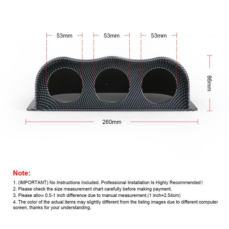 Universal Black Carbon Fiber 2 Inch 52mm Dash Board Dual Triple Gauge Pod Color Gauge Holder Mount Holder