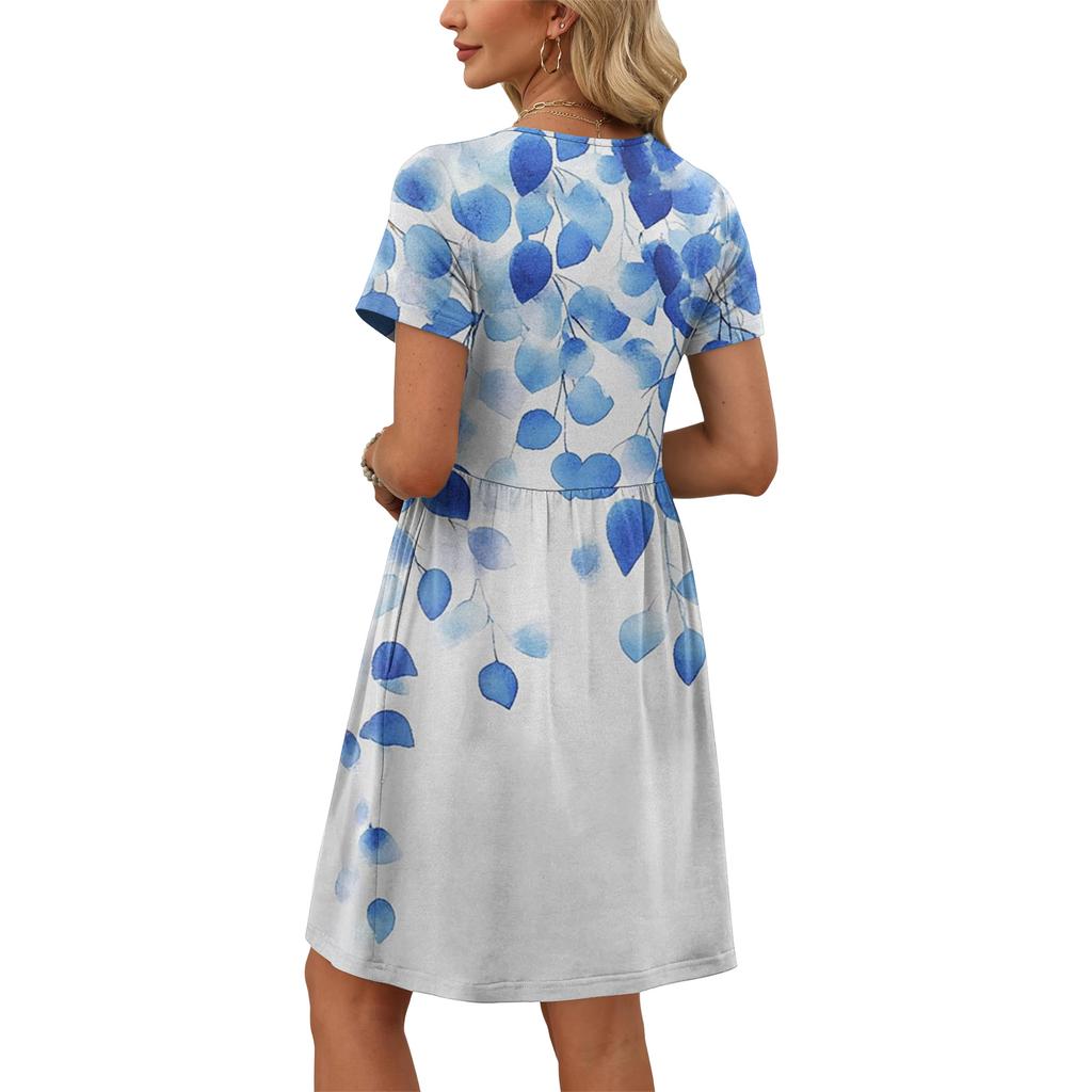 Dresses For Women Short Sleeve O Neck Casual Dresses Waist Maternity Dress With Pockets