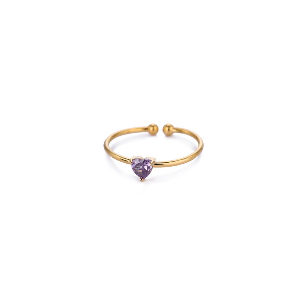 Fashion Zircon Heart Birthstone Rings For Women Stainless Steel Color Birthstone Ring Aesthetic Wedding Jewelry Gift
