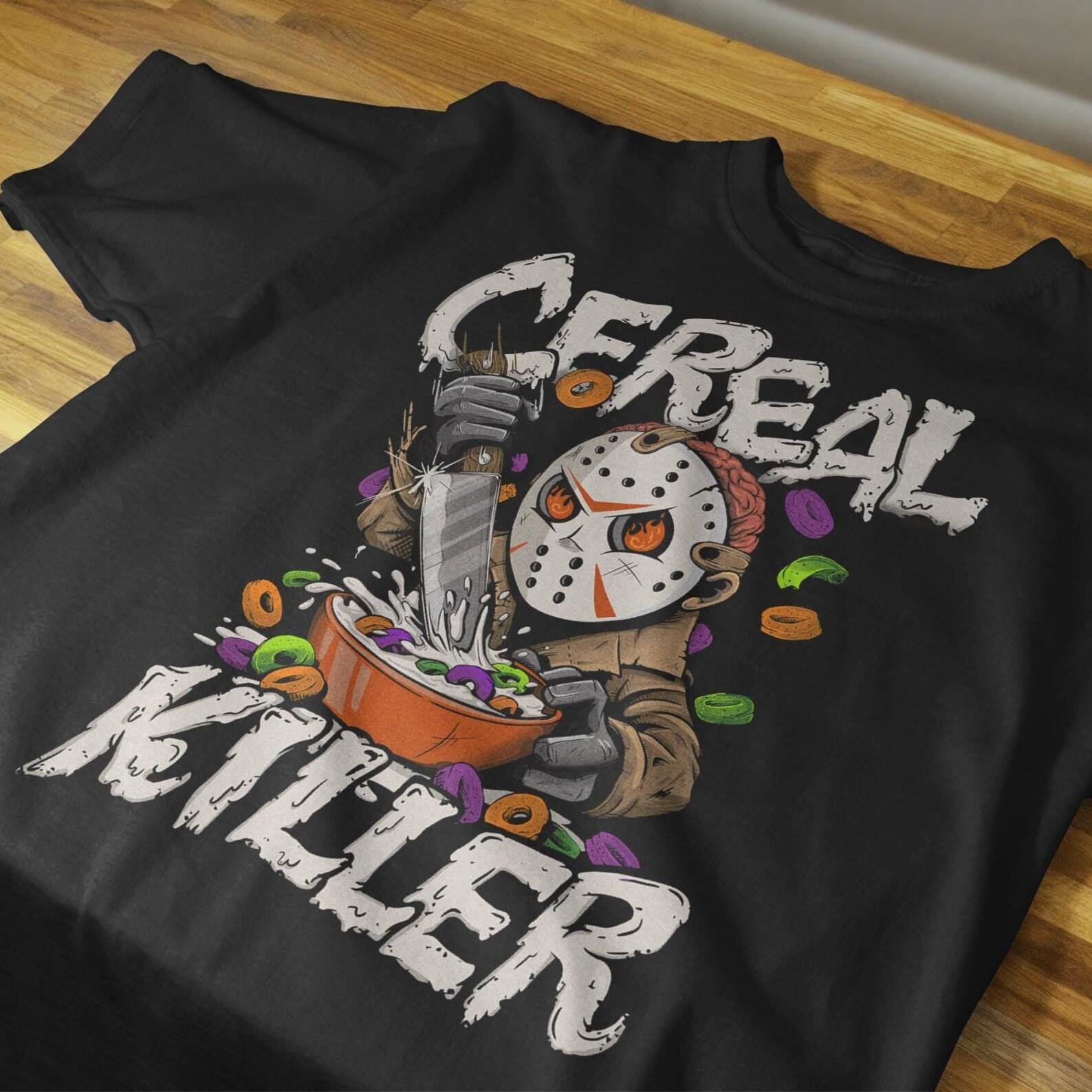Cereal Killer T-Shirt: Horror Movie Mashup, Halloween Tee 4XL