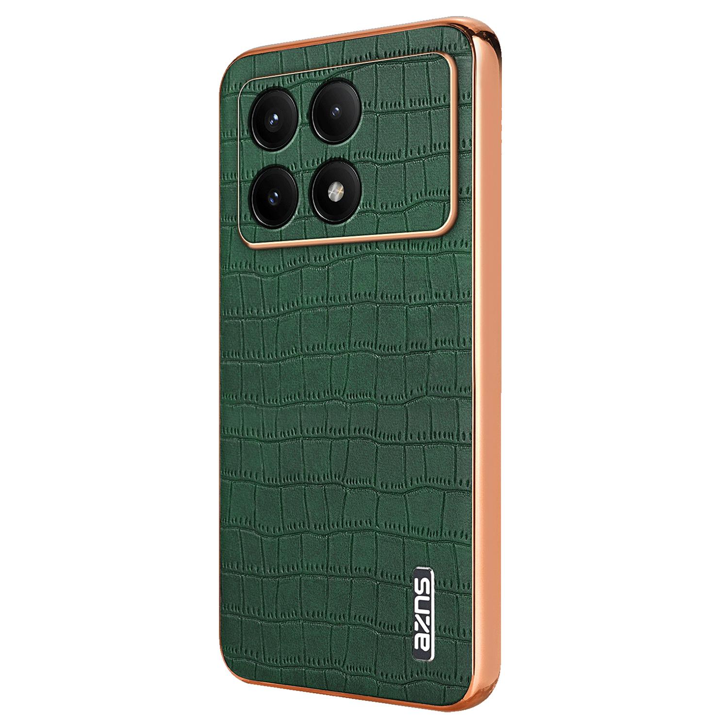 

For Xiaomi Poco F6 Pro 5G/Redmi K70 5G/K70 Pro 5G Case PU Leather Back Cover Crocodile Texture Lens Protection Green