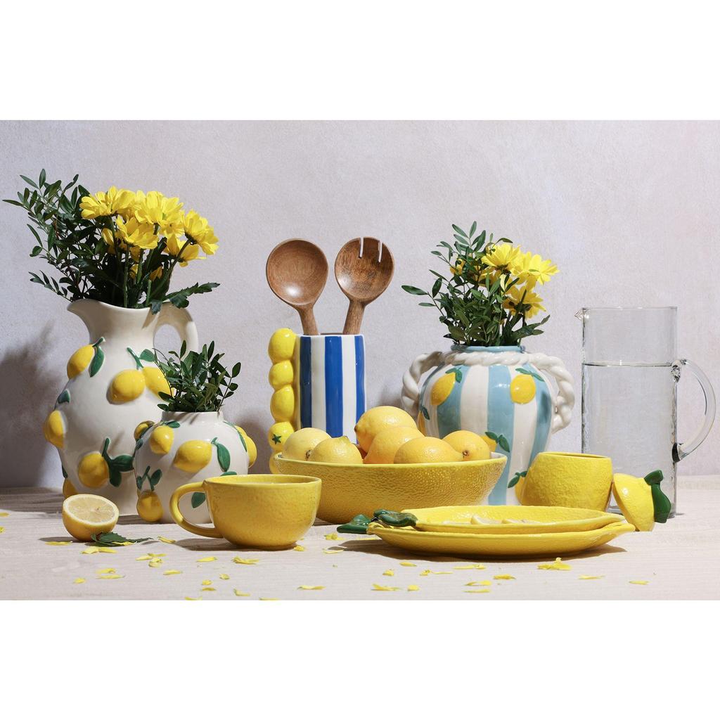 Hestia Lemon Vase With Blue Stripes