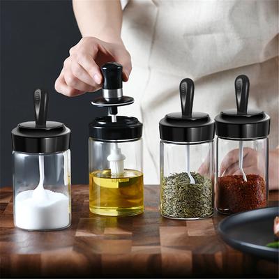 250ml Baharat Kavanozu Kapağı Sızdırmaz Sosluk Çeşni Baharatlıklar Kapağı Kaşık Baharatlar Karabiber Şişeleri Tuzluklar Mutfak Saklama