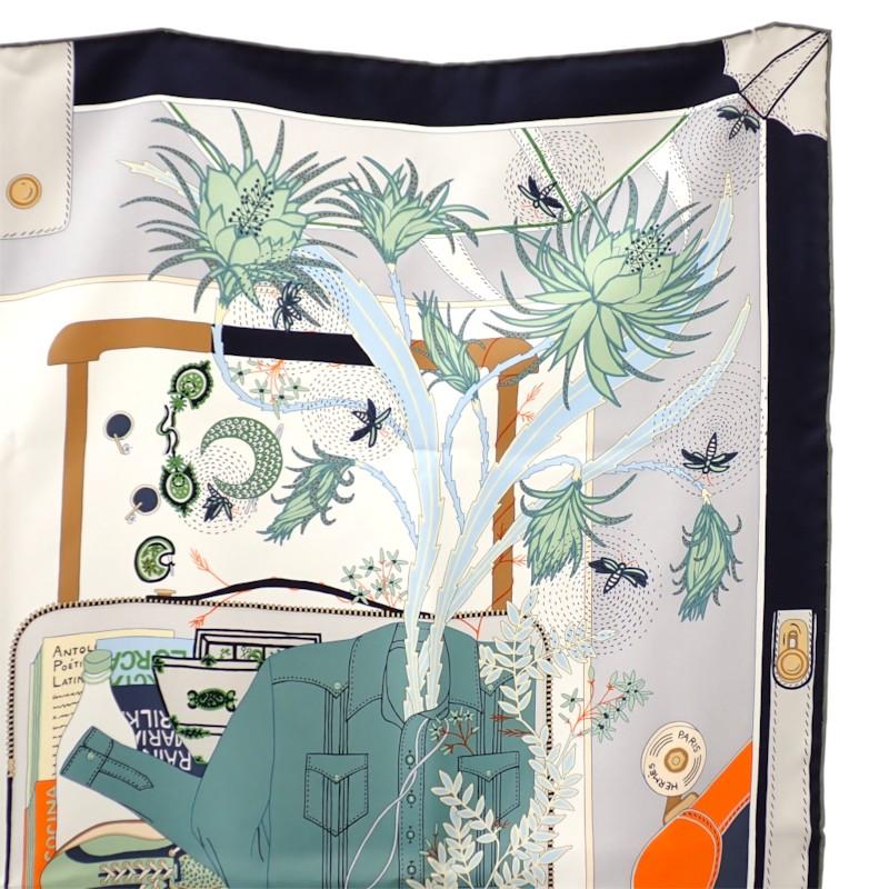 HERMES  H004119S_01  scarf Gris Claire/Vert silk Women