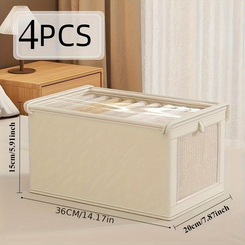 

4PCS Large Capacity Waterproof Oxford Fabric Clothes Organizer – Flip Top Storage Boxes with Small Window