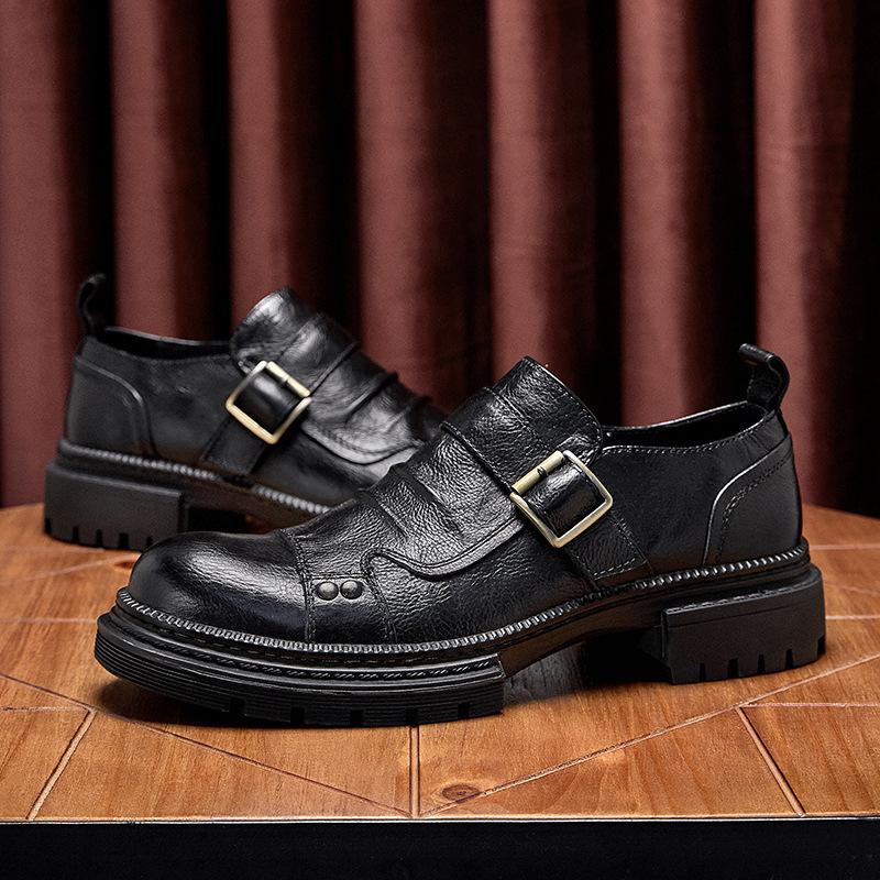 Brittiska Läderskor Herr Äkta Läder Plattform Enpedal Herrskor Retro Casual Första Lagret Nappaskinn Sommar Läderskor