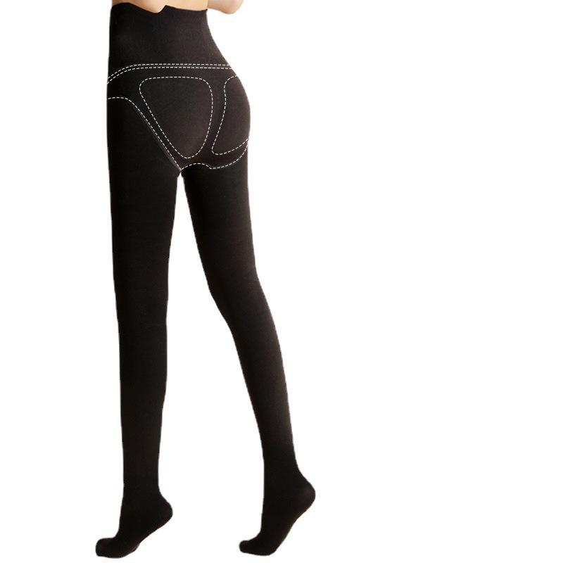 Women's High Waist Pantyhose Autumn Winter Fleece Lined Stirrup Compression Slimming Thickened Warm Leggings Bare Leg Effect