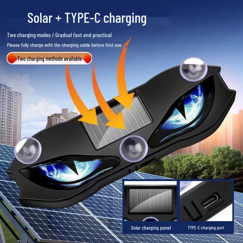 Smart Solar Car Atmosphere Light: Devil's Eye, No Wiring, Multi-Mode Decorative & Safety Light