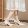 Metal Square Buckle Black High Heels Women's Slim Heels Professional Shoes Pointed Single Shoes