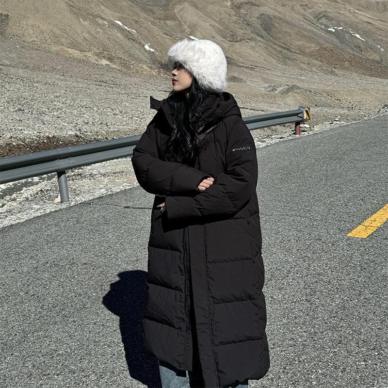 Chinese Opera Down Cotton Jacket Women's Long Model 2025 Winter New Korean Version Loose Cotton Jacket Over the Knee Padded Jacket Thickened Jacket