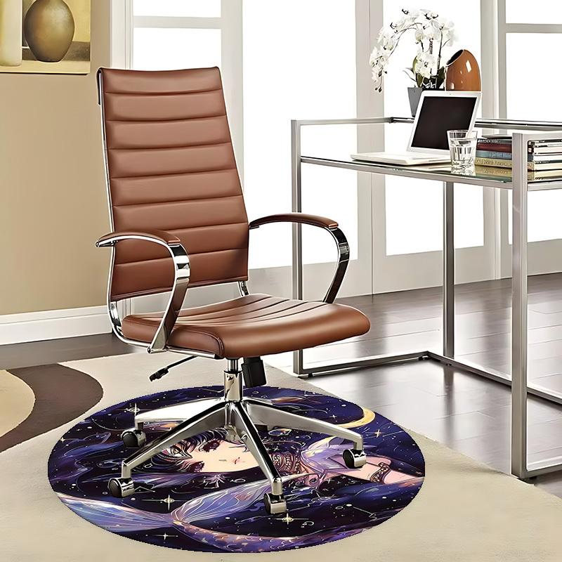 

1pc Anime Design Sailor Moon Round Carpet Office Chair Mat, Non Slip Rug for Home Decor, Living Room, Bedroom, Game Room, Gift 80cm