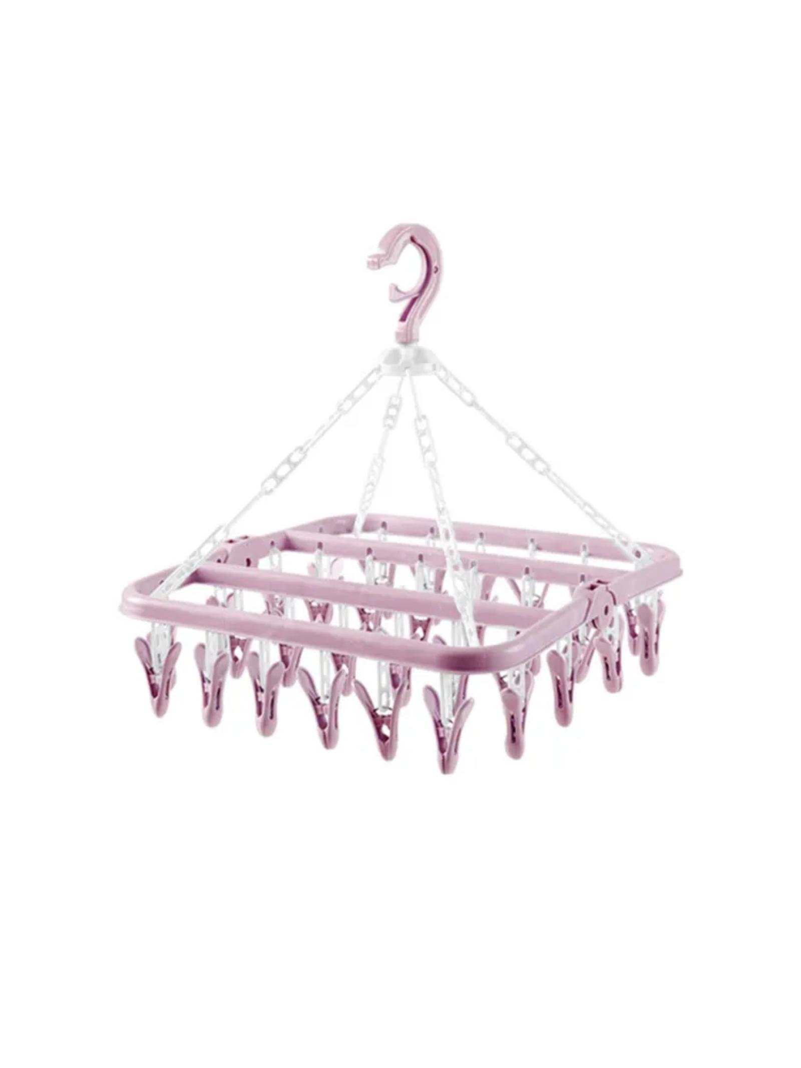

Windproof Clothes Drying Rack With 32 Plastic Clips One Size