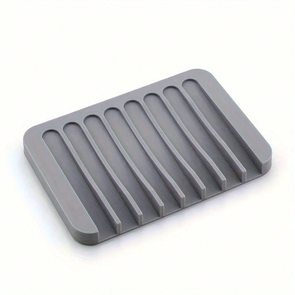 Square Creative Soap Dish, No-Drill Simple Drainage Holder for Waterless Storage Gray