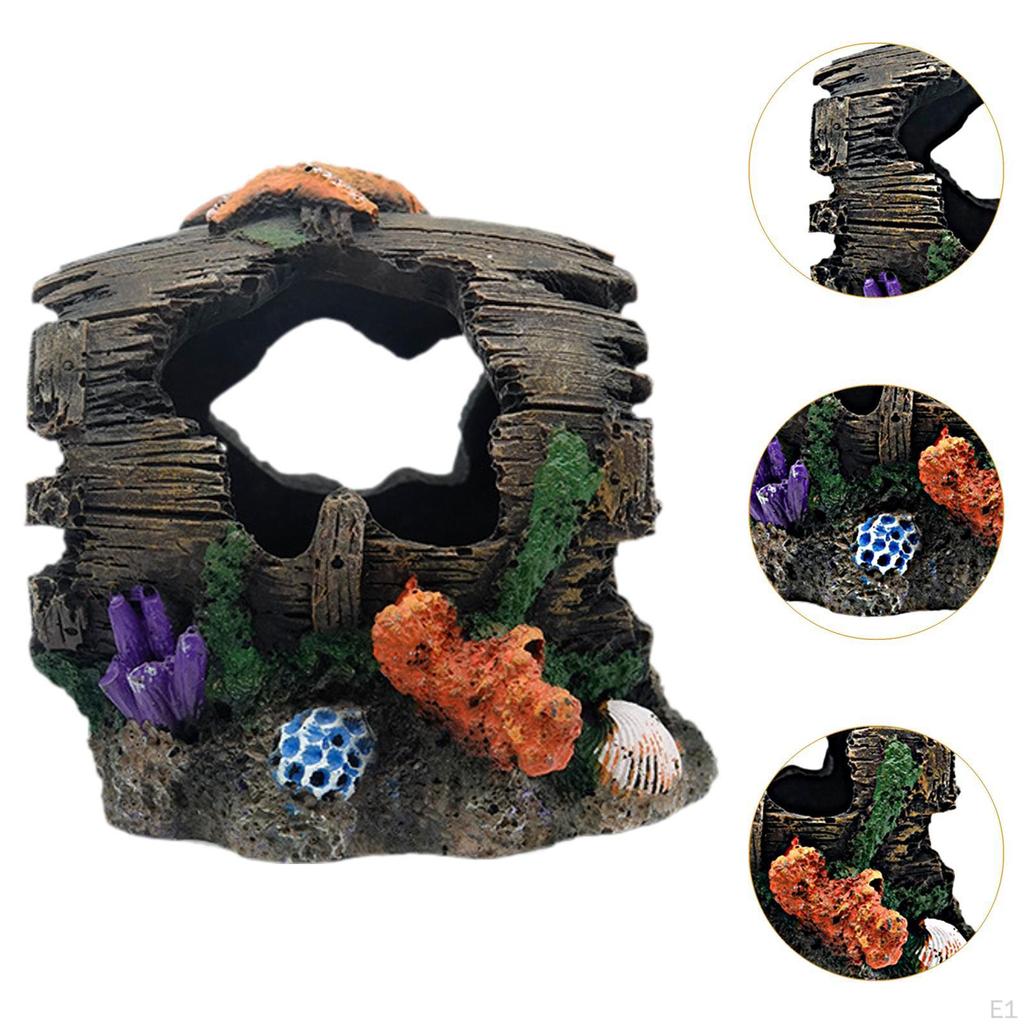 Aquarium Decorations Rock Cave House Fish Garden Pond Hiding Place Statue Resin Landscaping Broken