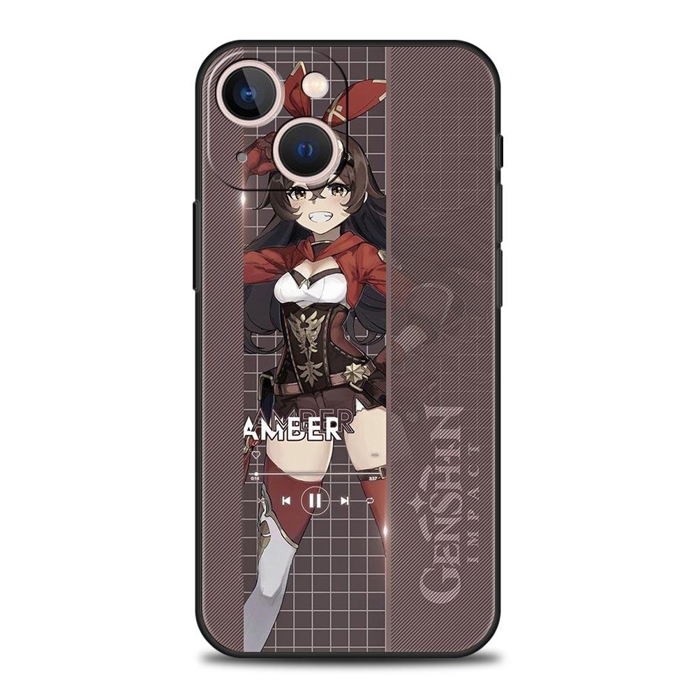 Genshin Impact Game Role For iPhone 11 12 13 15 14 Pro Max Phone Case X XR XS 7 8 Plus SE 2020 Luxury Black Soft Cover Funda