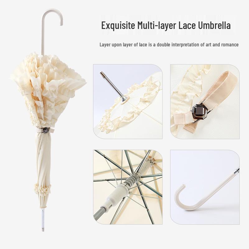 Lolita Princess Retro Lace Sun Protection Cosplay Parasol for Women