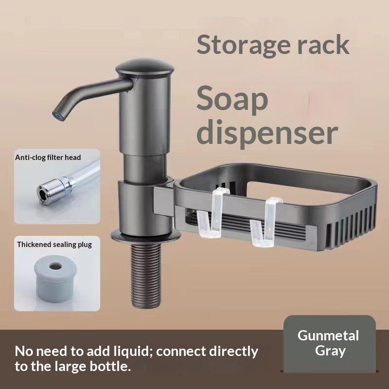Distributeur d'assiettes pour plan de travail de cuisine avec tube d'extension Pompe à savon liquide à pression manuelle Distributeur de savon en plastique pour accessoires d'évier