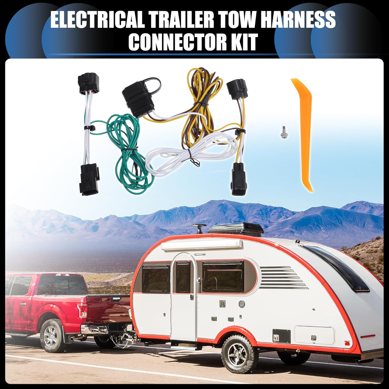 

55363 Replacement 4 Pin Trailer Wiring Harness Vehicle end, Plug & Play, for Jeep Wrangler TJ 1998-2006 Black, 1 Set