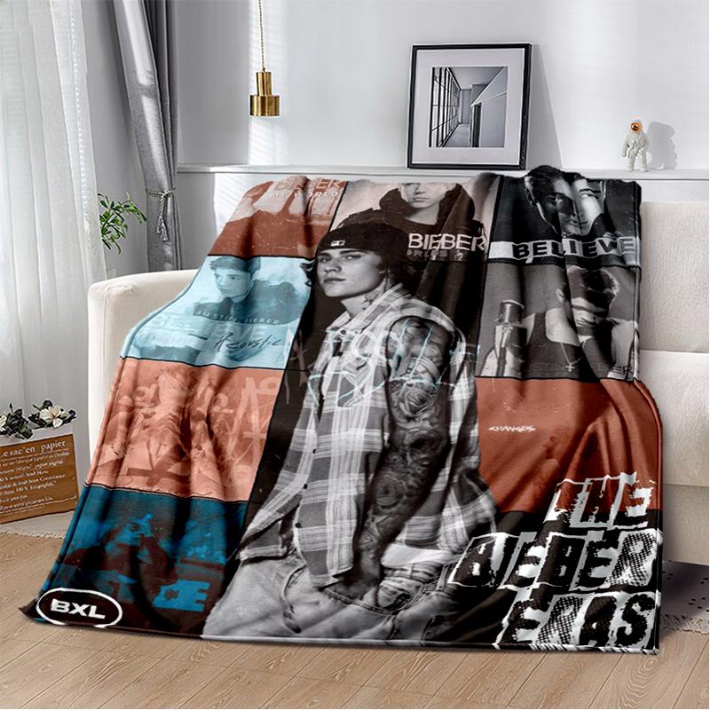 2025 New Style Justin Drew Bieber Singer JB Blanket,Soft Throw Blanket for Home Bedroom Bed Sofa Travel Picnic Cover Kid Gift