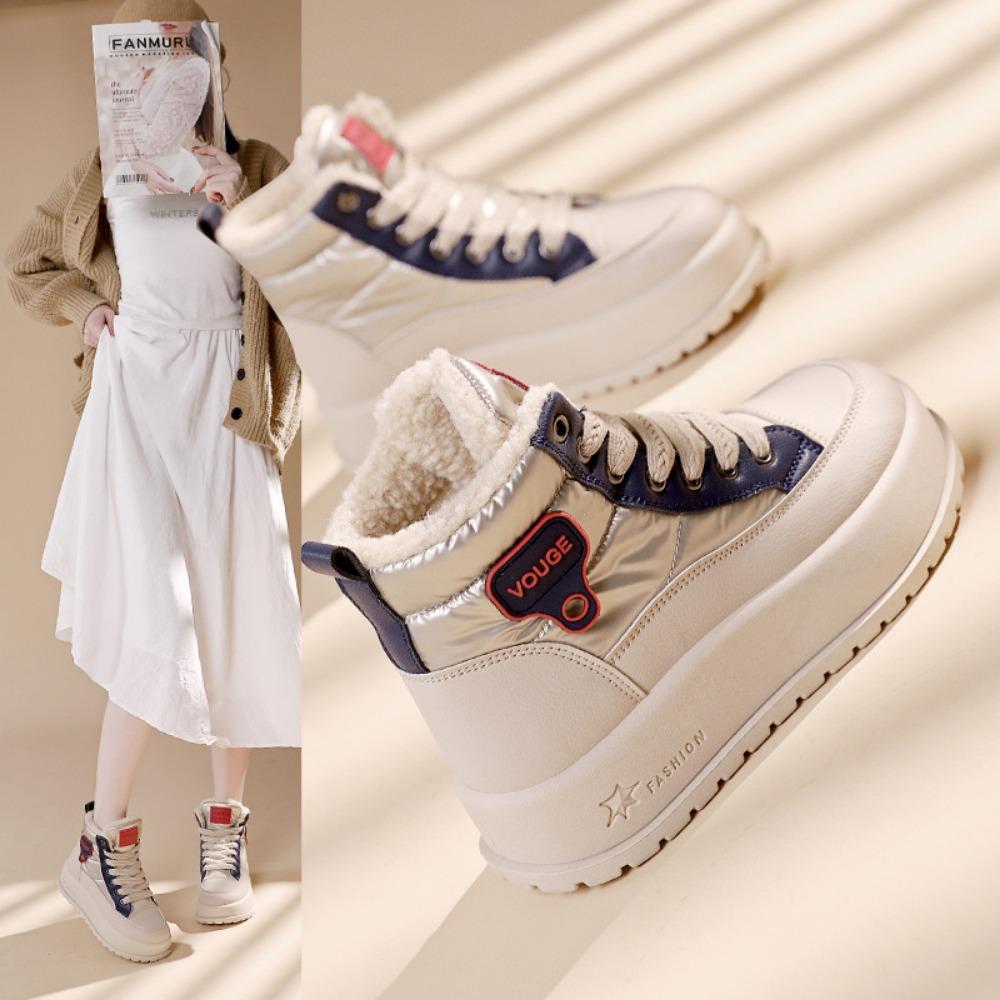 Platformní sněhule Dámské vysoké teplé sportovní boty Zimní s plyšovými bavlněnými botami Dámské tenisky Vysoké dámské boty