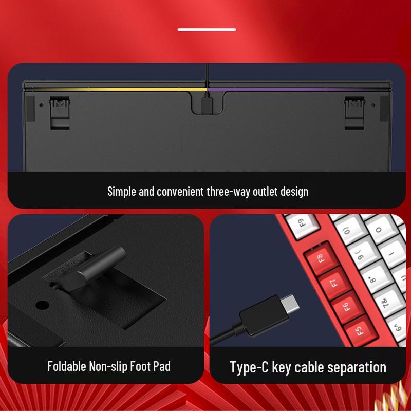 Hot-Swappable Blue Switch Gaming Mechanical Keyboard for Office and E-Sports - 104 Keys, Customizable for Girls