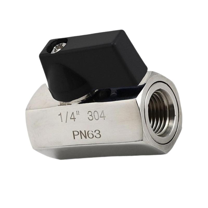 652F Small Space Compatible 1/4" Stainless Steel Ball Valves Double Thread Connection Wide Temperature Ranging Space Saving