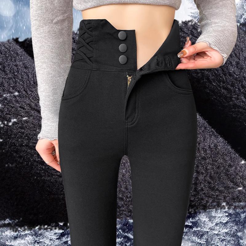 

Женские черные леггинсы с высокой талией: 2024 Флисовая подкладка, приталенный крой для осени, весны и зимы M for 96-105 lbs