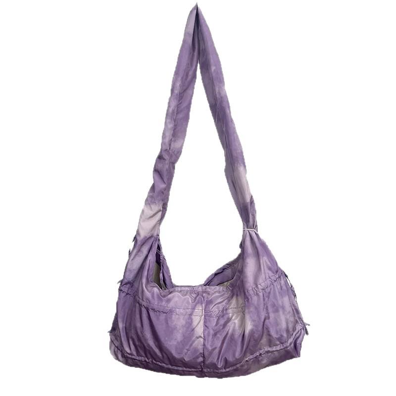 Korean Style Cloud Crossbody Bag with Colorful Laces - Trendy One-Shoulder Pleated Handbag for Shopping