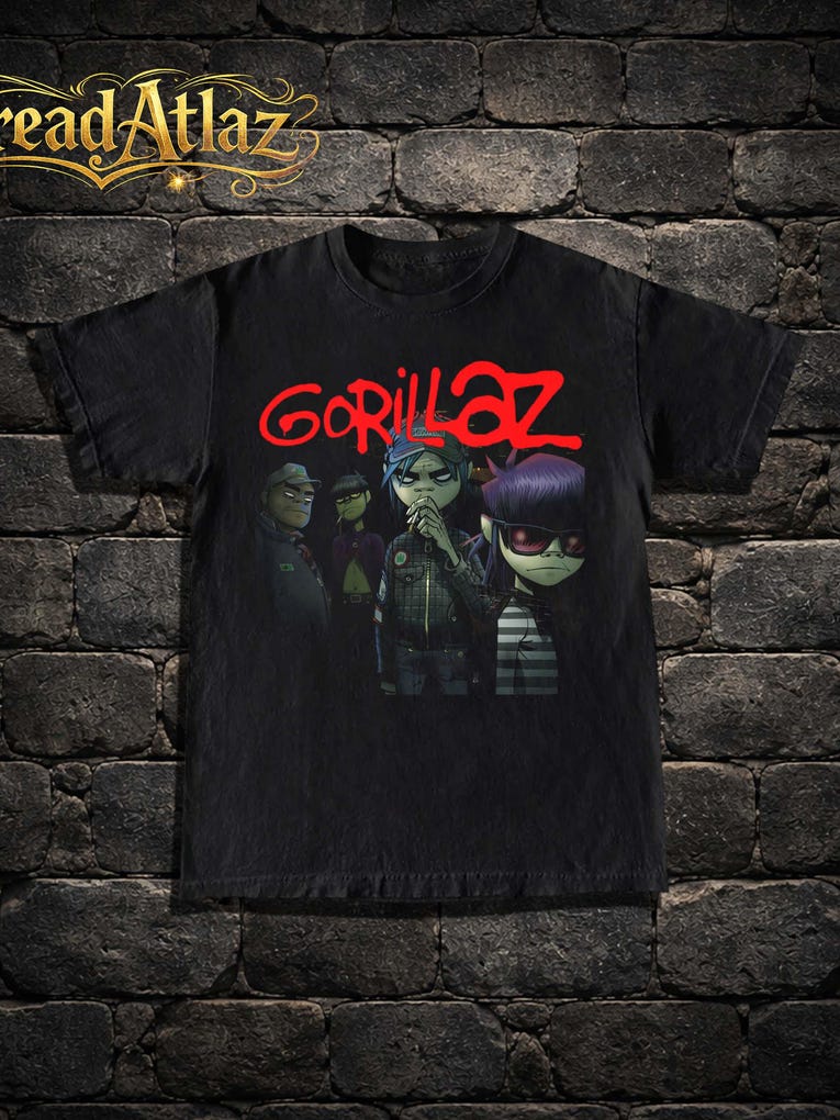 Gorillaz Band Tshirt Cartoon Band Graphic Tee Indie Music Fan Shirt Retro Festival Band Tee Gorillaz Graphic Tshirt