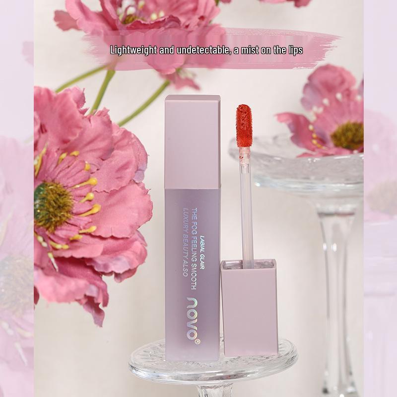 NOVO5649 Charming Misty Pink Lightweight Matte Lip Glaze - Long-Lasting, Non-Fading, Non-Stick, Perfect for Students