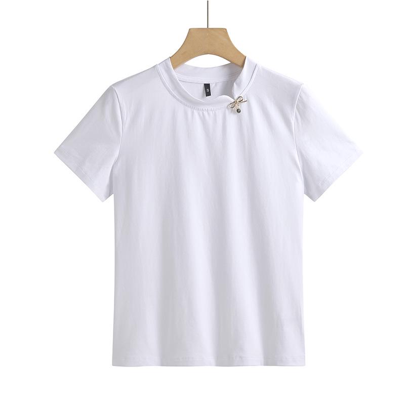 Chinese & Korean Style Slim Fit Short Sleeve Women's Cotton T-shirt - Comfortable & Versatile