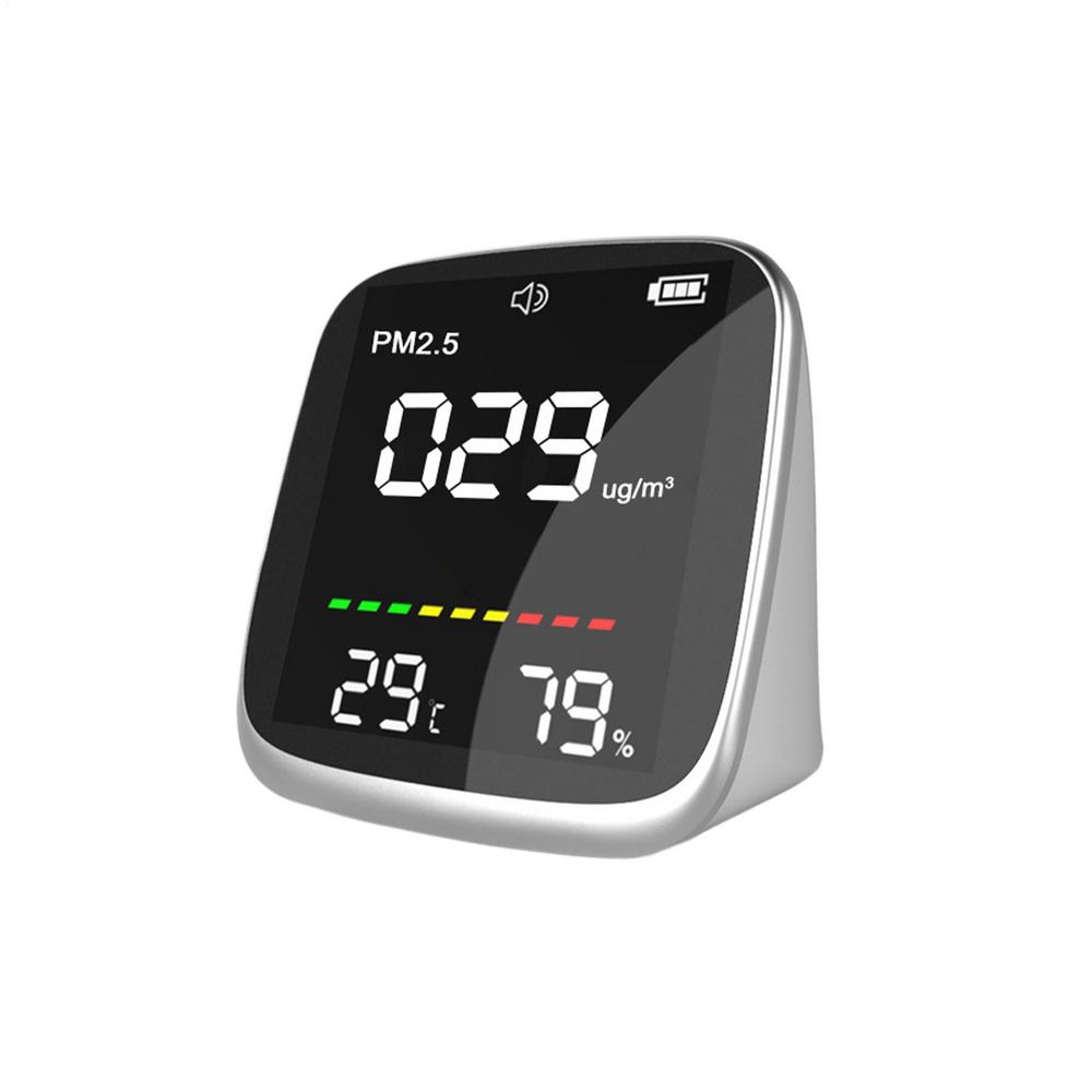 

Монитор воздуха комнатный портативный измеритель качества воздуха с функцией предупреждения PM2.5 температура и влажность измерительный инструмент в реальном времени чёрный