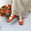 Johnature Genuine Leather Mixed Colors Flats Retro Versatile Shallow Soft Sole Handmade Women Shoes