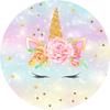 Unicorn Background Cloth Colorful Birthday Decoration Circular Backdrops Kids' Favorite Party Supplies Baptism Decoration Cloth