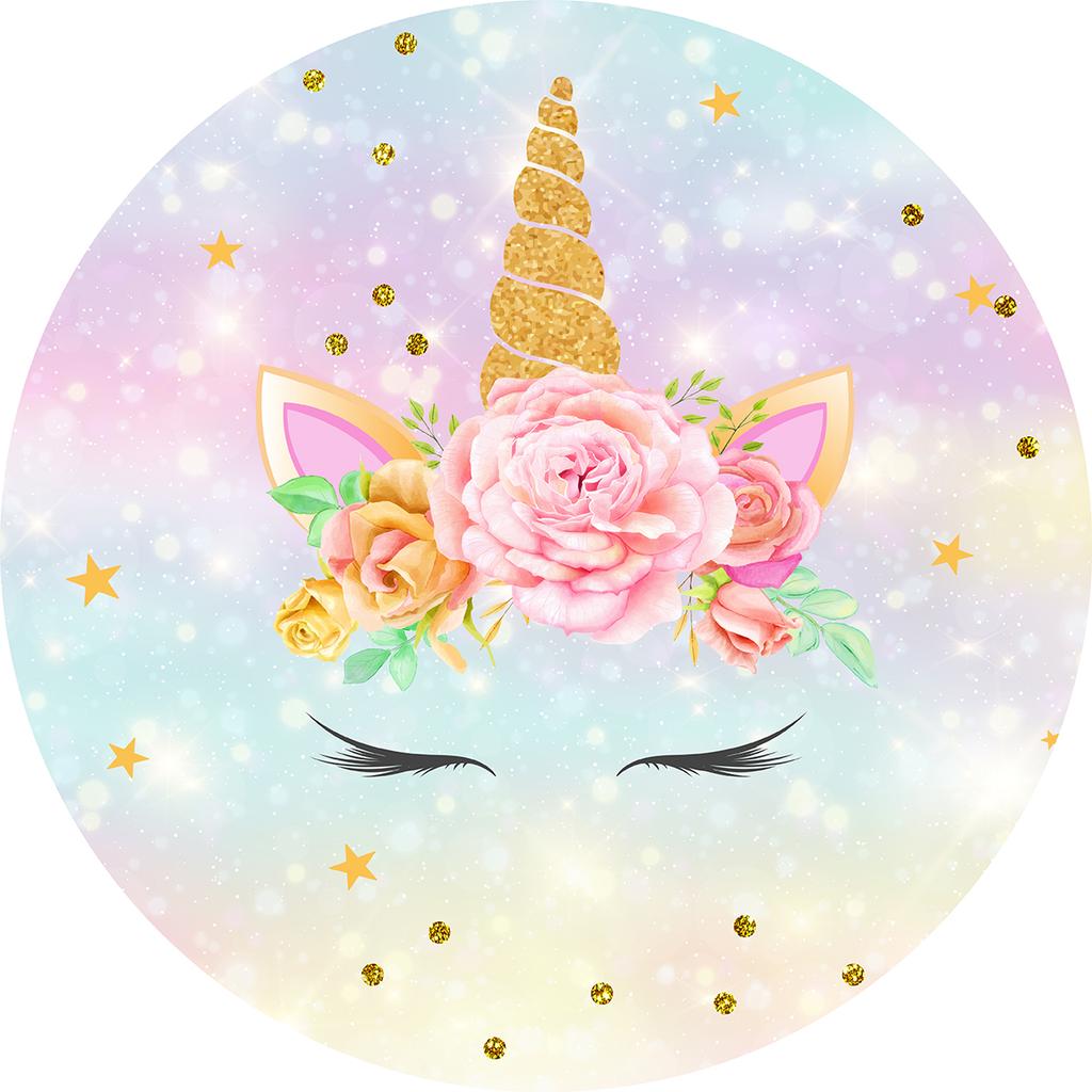 Unicorn Background Cloth Colorful Birthday Decoration Circular Backdrops Kids' Favorite Party Supplies Baptism Decoration Cloth