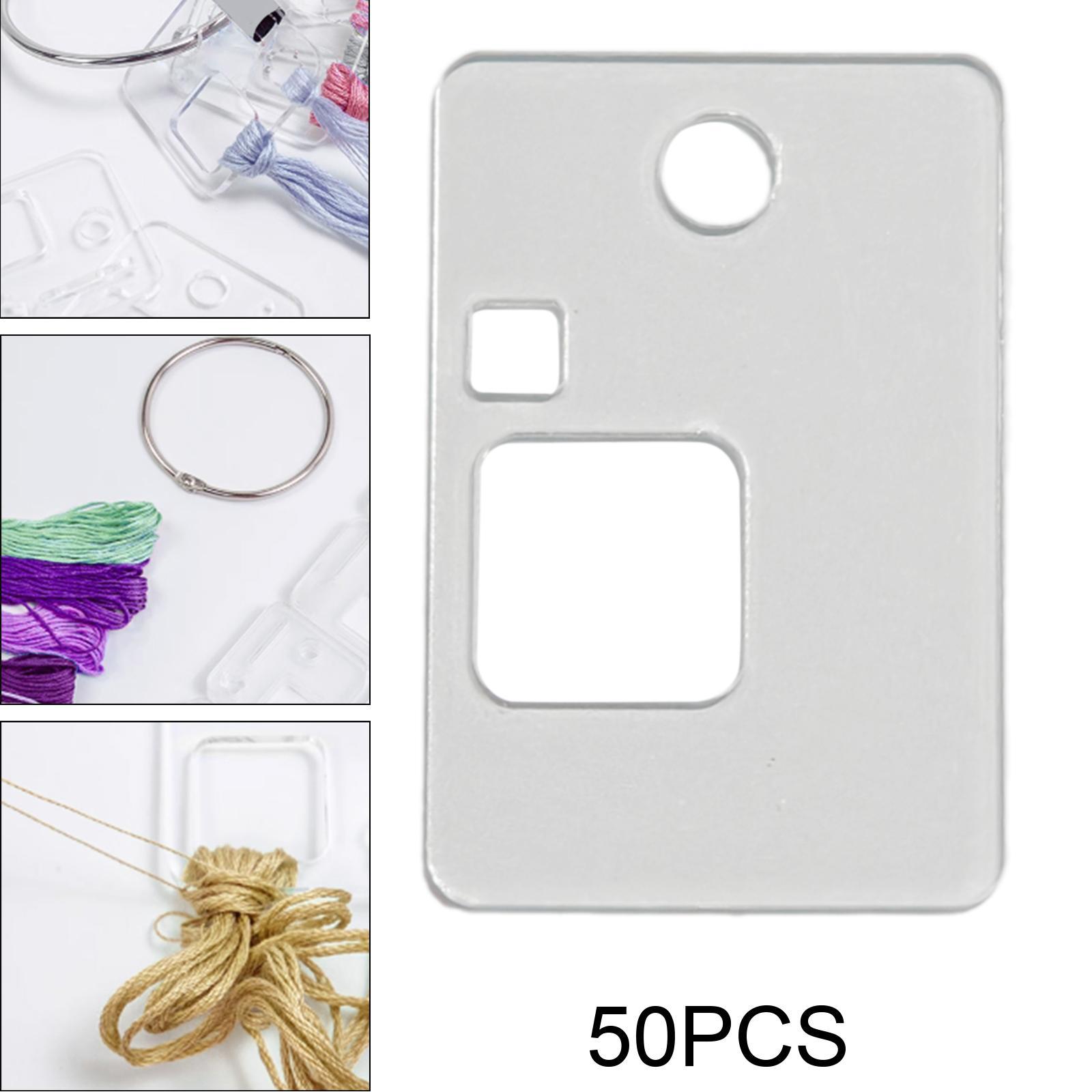 

50x Embroidery Floss Thread Drops with Holes Cross Stitch Tread Bobbins DIY Sewing Storage Acrylic Floss Bobbins for Home Crafts