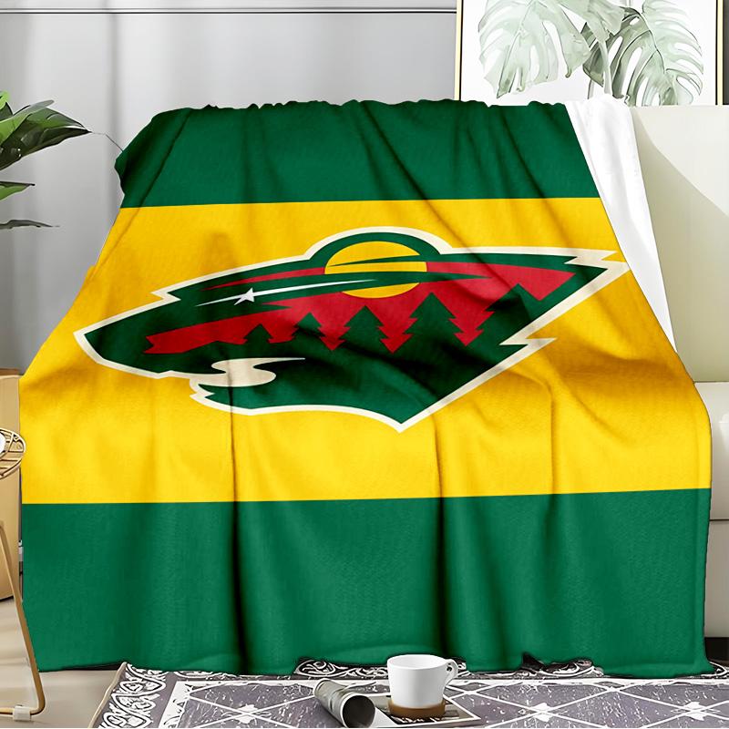 Minnesota Hockey Team Blanket Flannel Throw for Sofa, Indoor, Camping, Living Room, Office, Chair, And Bed Soft Birthday Gift