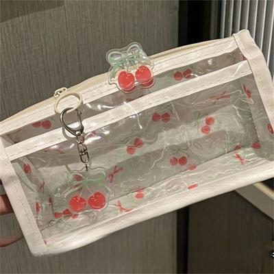 Cute Cherry Pencil Case Transparent Stationery Bag Cartoon Triangle Pencil Bag  Gifts
