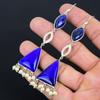 Friendship Day Sale Lapis Lazuli Gemstone Dangling September Earrings 925 Silver
