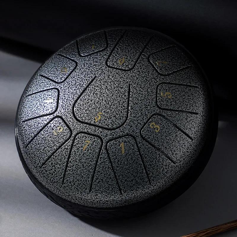 Steel Tongue Drum 6 Inch 11 Notes Hollow Drum Music Drum Ethereal Yoga Relaxation Meditation Tool Portable Percussion Instrument серебряный