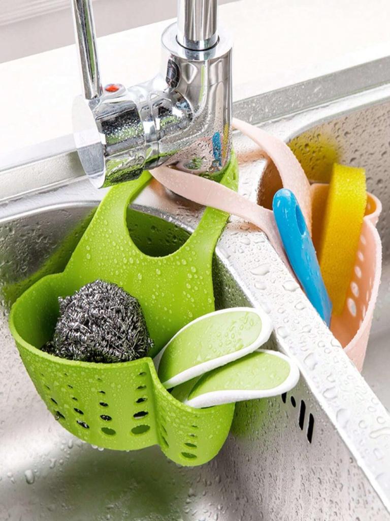1pc Kitchen Sink Adjustable Drainer Rack Hanging Bag(random Color)