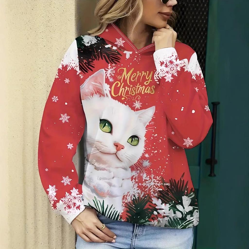 Herfst en Winter Dames 3D Kat Print met Capuchon Trui Hoodies & Sweatshirts (vrouwen)