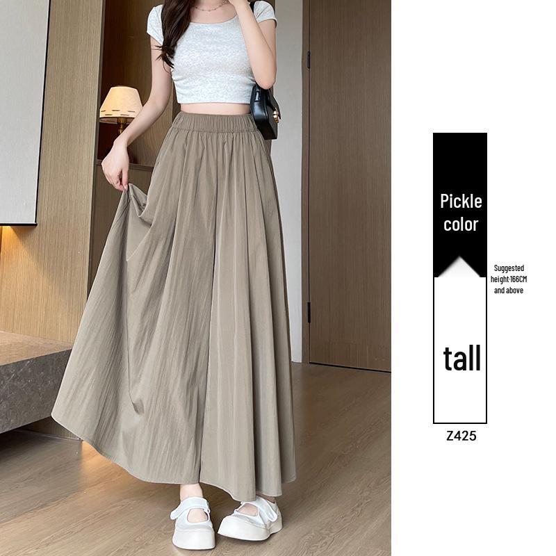 Yamamoto Women's High Waist A-Line Midi Culottes - Summer 2025 Ice Silk Casual Wide Leg Pants