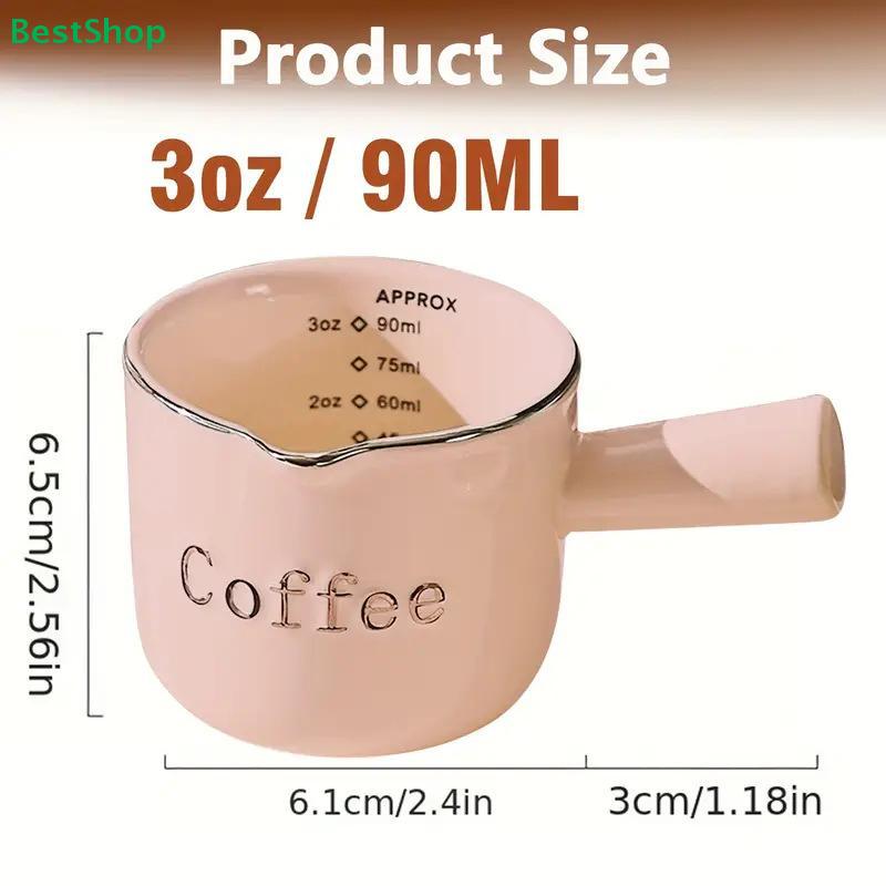 90ml Coffee Milk Jug with Measuring Scale - Espresso Extraction Cup, Exquisite Ceramic Measuring Cup and Milk Pitcher