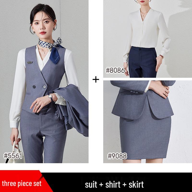 Women's 2024 Black Professional Sleeveless Vest & Pants Set for Hotel Manager