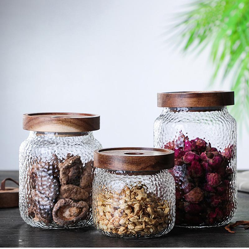 Acacia Food Coffee Bean Tea Glass Storage Jar