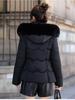 Removable Cap Cotton-padded Coat Women's Short Winter Thickened Big Fur Collar Jacket